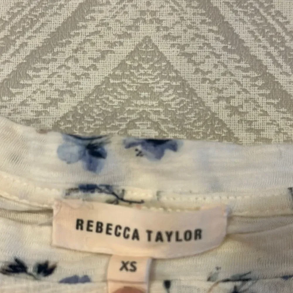 Rebecca Taylor Women’s Blue Floral Ruffle Sleeve Top - Size XS